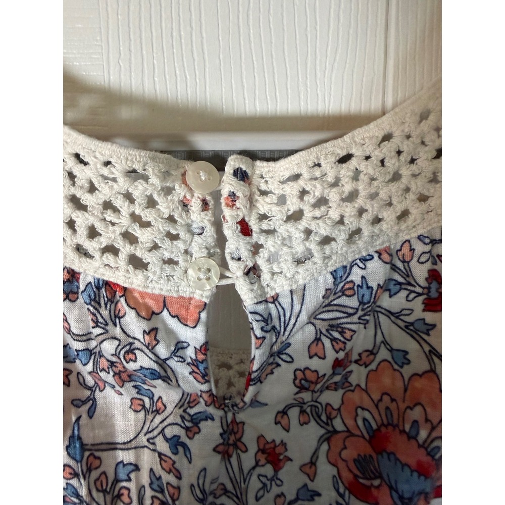 Cato Womens XL Floral Paisley Tank Top Crochet Lace Trim Boho Sleeveless Blouse - Picture 3 of 5